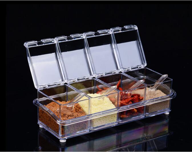 4 teile/los Neue Küche Organizer Lagerung Boxen Gewürze Gewürz Glas transparent Zucker Salz Flasche Küche Zubehör OK 0631