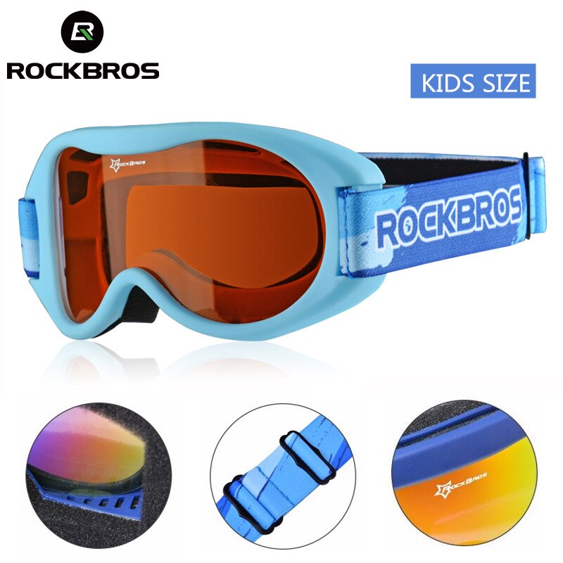 ROCKBROS Ski Art Brille UV Doppel-Schicht Snowboard freundlicher Gläser Winter Snowboard Brillen TPU Rahmen Jungen Mädchen Schnee Brille
