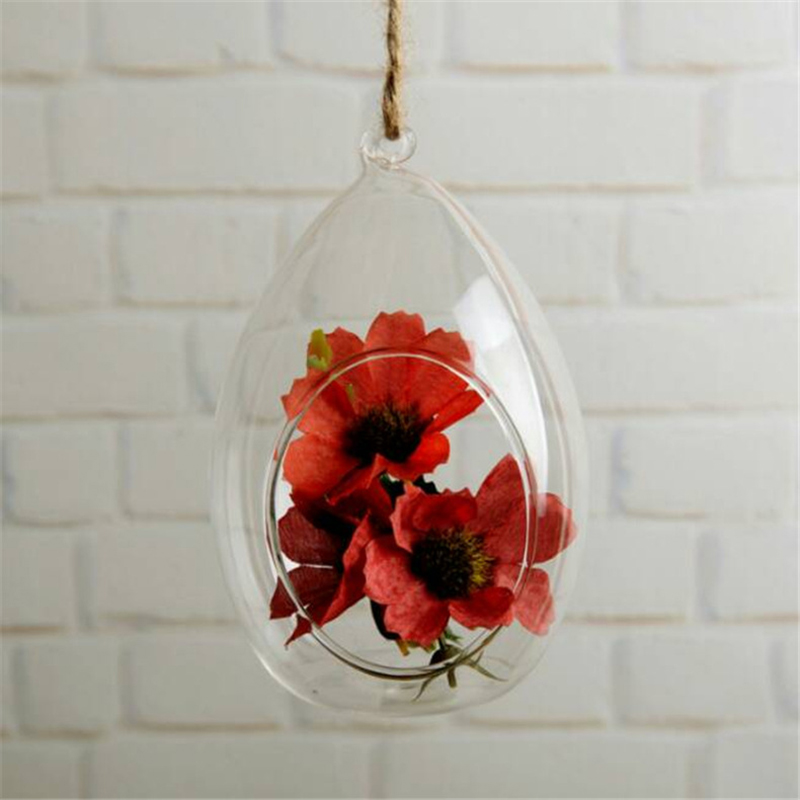 Hängen Glas Vase Ellipse Hängen Terrarium Glas Vase Hydrokultur Ornament Büro Vase Hause Pflanzer Dekoration