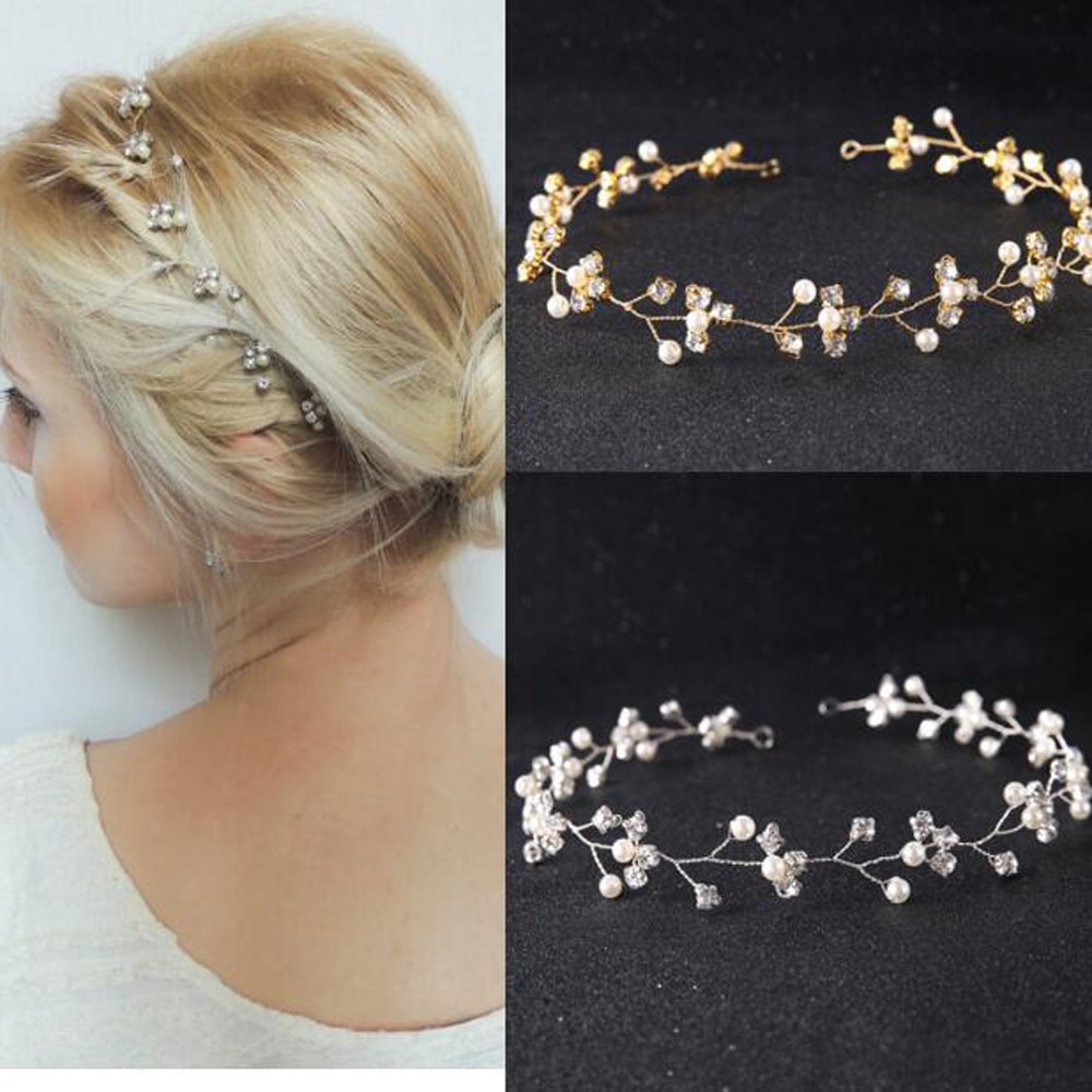 Hochzeit Gold Silber Strass Stirnband Tiara Hochzeit Haar Reben Braut Stirnband Haar Schmuck Hochzeit Haar zubehör für Frauen