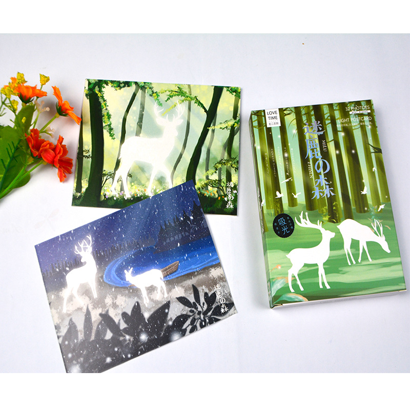 32 blätter/einstellen wald der hirsche leucht serie Postkarte/Gruß Karte/Nachricht Karte/Geburtstag knapp umschlag Karte