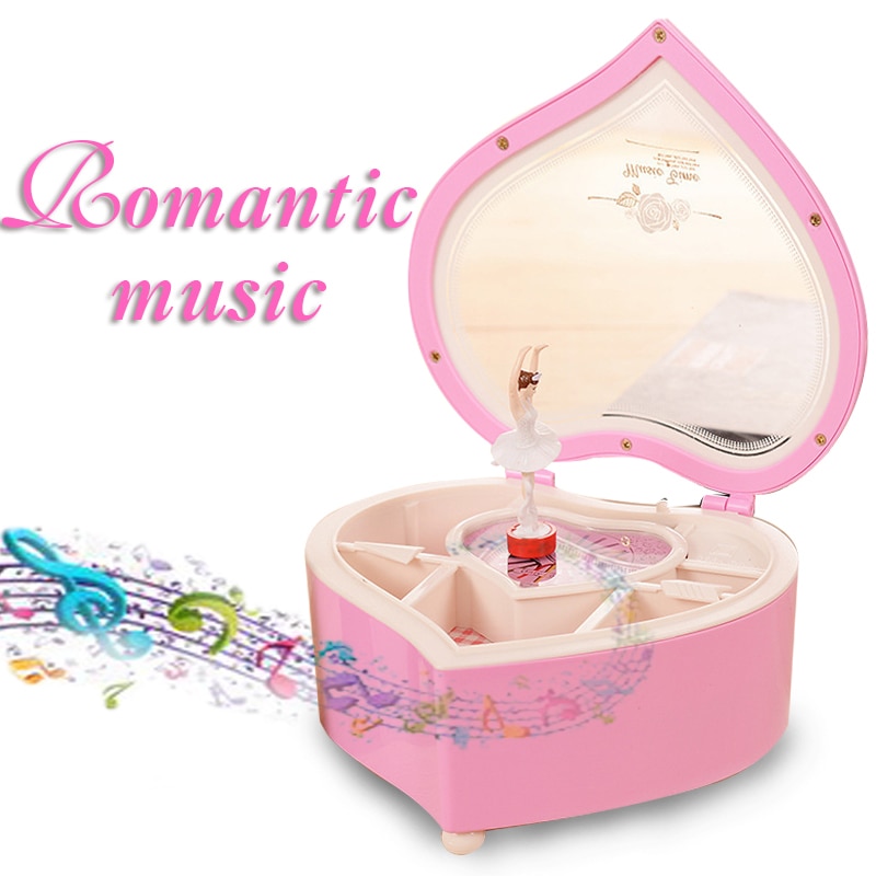 Herz bilden Musik Kasten Tanzen Ballerina Musik Kasten Kunststoff Schmuck Kasten Karussell Handkurbel Musik Kasten Geburtstag