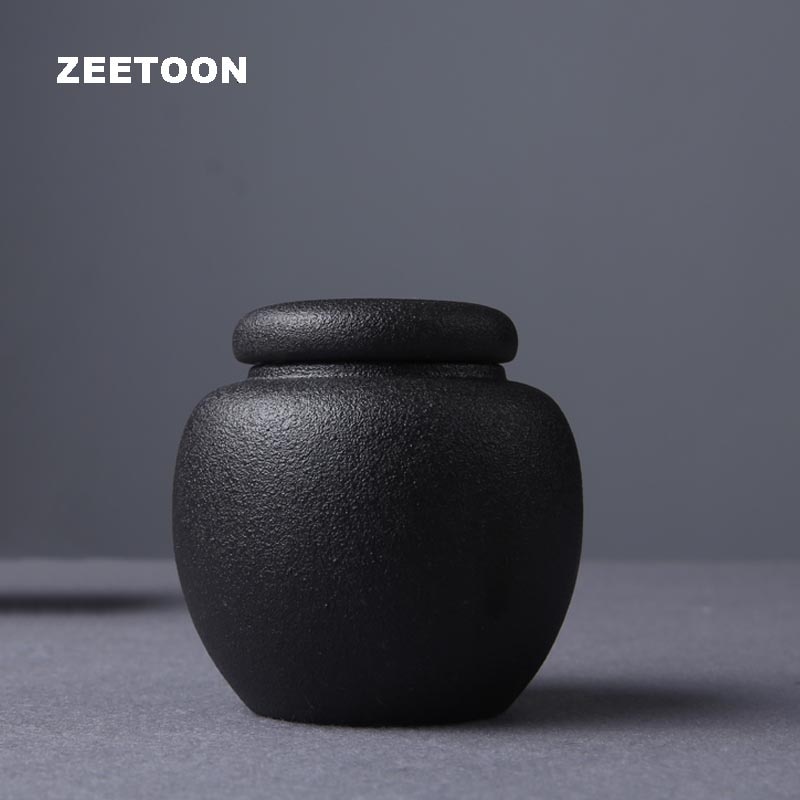Japanischen Schwarz Zen Groben Keramik Tee Dosen Kung Fu Tee-einstellen Tee Caddie Glas Topf Zucker Schüssel Grob Keramik Tee versiegelt Kreative Dekor