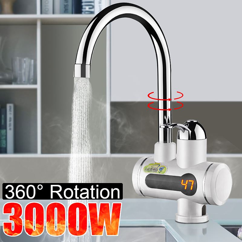 3000W sofortig Temperatur Anzeige Elektrische Wasser Heizung Wasserhahn Küche sofortig Heizung klopfen Wasser Heizung mit EU Stecker