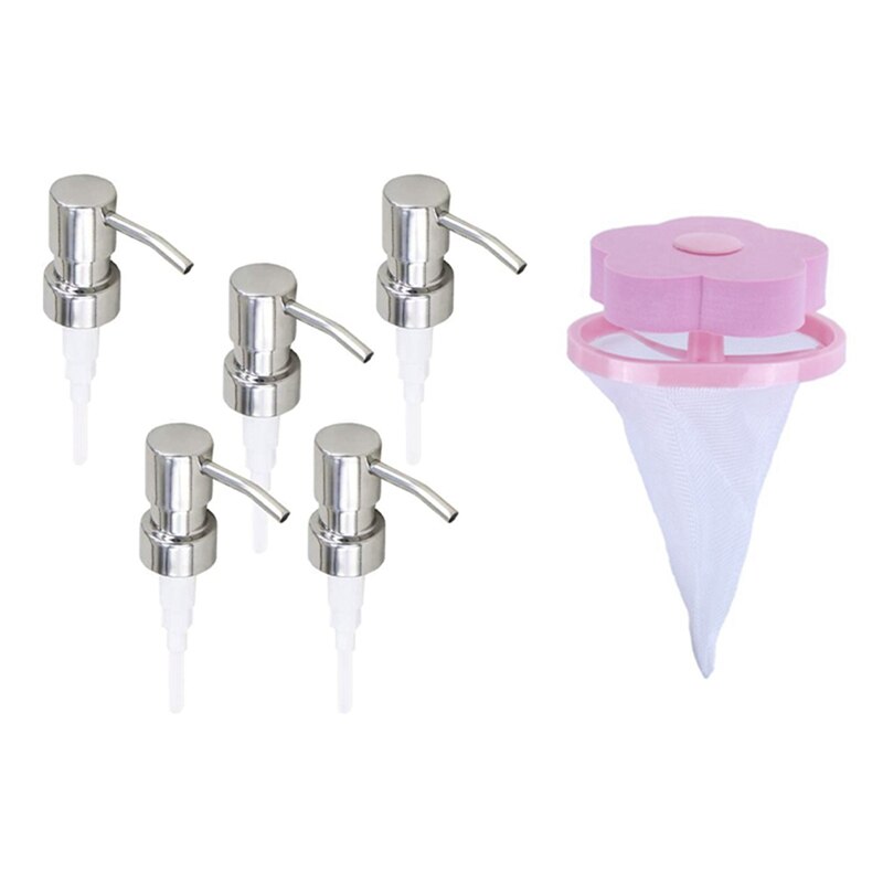 1x Waren Waschen Maschine Epilierer/Haar Reinigung Filter Tasche & 5Stck Seife Pumpe Ersatz 28 Zähne Metall Flasche düsen