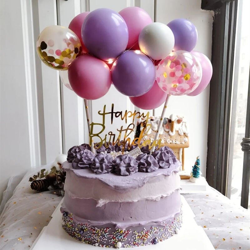 10 stücke 5 zoll Konfetti Ballon Kuchen Deckel Hochzeit Baby Dusche Party Dekorationen freundlicher Geburtstag Begünstigt Glücklich Geburtstag Kuchen Deckel