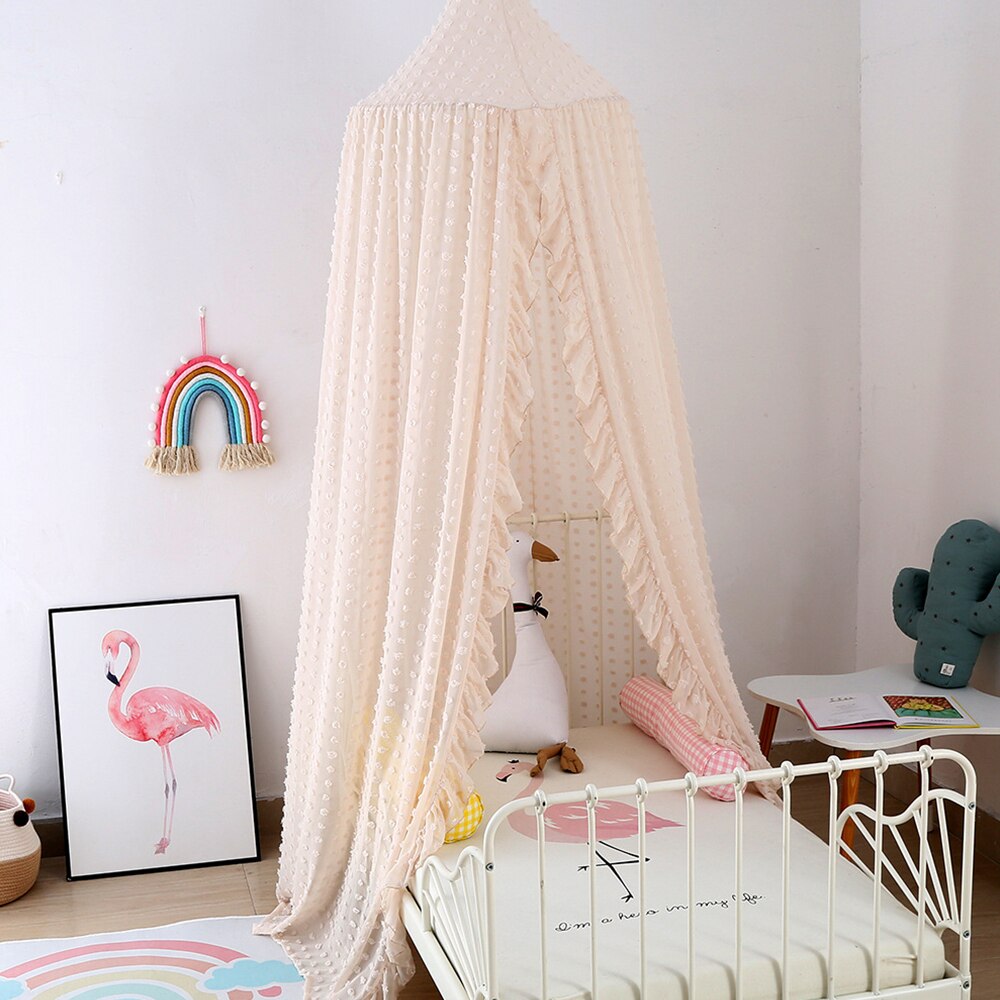Baby Bett Baumwolle 3D Hing Kuppel Moskito Netz Rüschen Rosa Prinzessin Baldachin Baby Bett baldachin freundlicher Moskito Netz Mädchen Zimmer Dekor 60*240cm