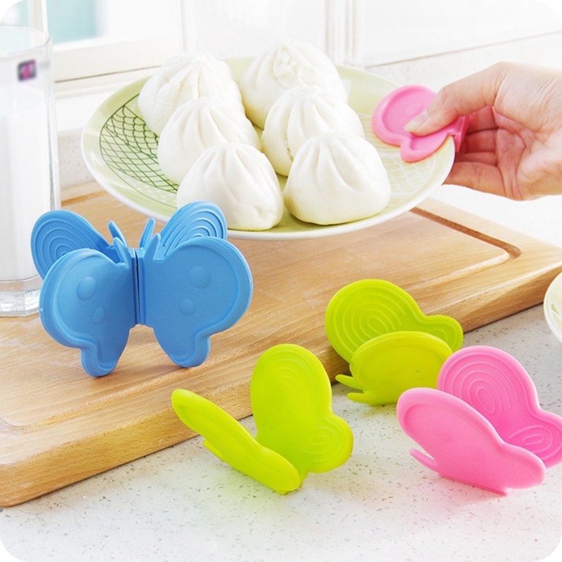 1pc Schmetterling Wärme Beständig Topf Clips Handschuhe Clips Nicht Stock Anti-Unterhose Topf Bord Verdickung Schutz Pfanne Halfter