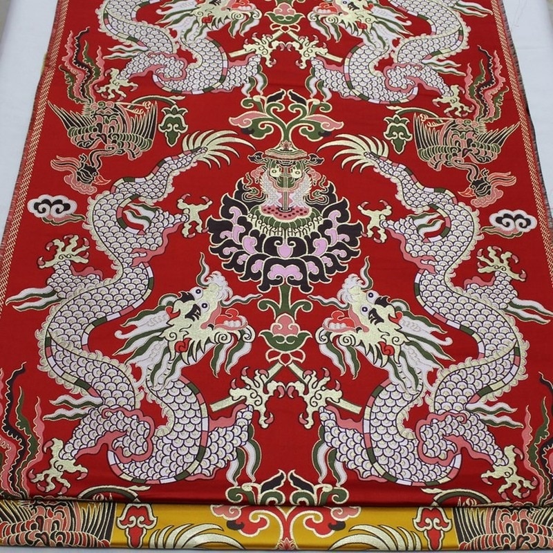 Breite 28 'Chinesische Yunjin Drachen Kleid Horsewear Kleid Qipao Material trimmen Kissen Kissen Tuch Jacquard Brokat Seide stoff