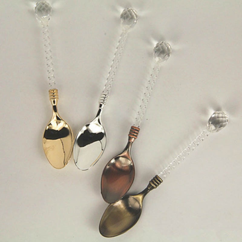 1Stck Teelöffel Besteck Legierung Multifunktions Küche Geschirr Kleine Kaffee Löffel Zucker Tee Nachtisch Besteck Kristall Griff Jahrgang