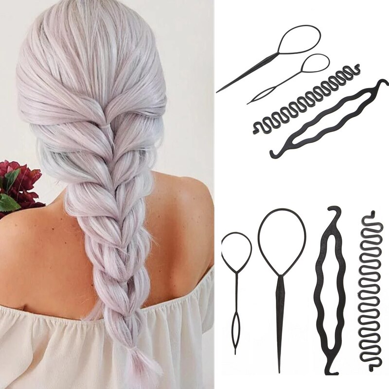 4 Teile/satz Multi-stil Frauen Haar Styling Twist Clip-Stock Hersteller DIY Haar Flechten Werkzeuge Haar Zubehör Flechter DIY frisur