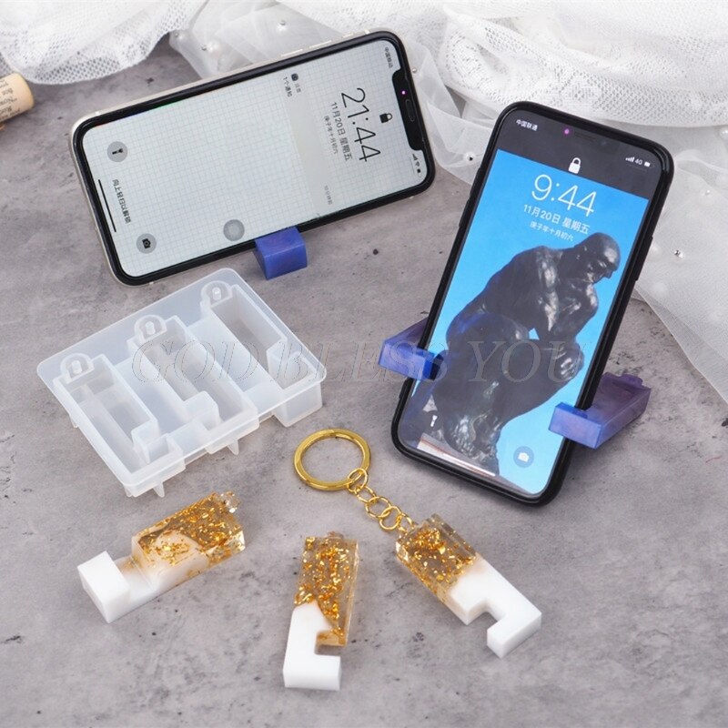 Protable praktisch Stehen Silikon Harz bilden Telefon Halfter Keychain Anhänger Epoxid Harz Telefon Halterung bilden Handwerk Werkzeuge