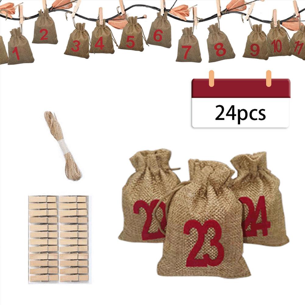 24 stücke Weihnachten aufbringen Süssigkeit Tasche 1-24 Advent Kalender Bündel Baumwolle Leinen Tasche Dekorationen Neue Jahr Frohe weihnachten Dekor
