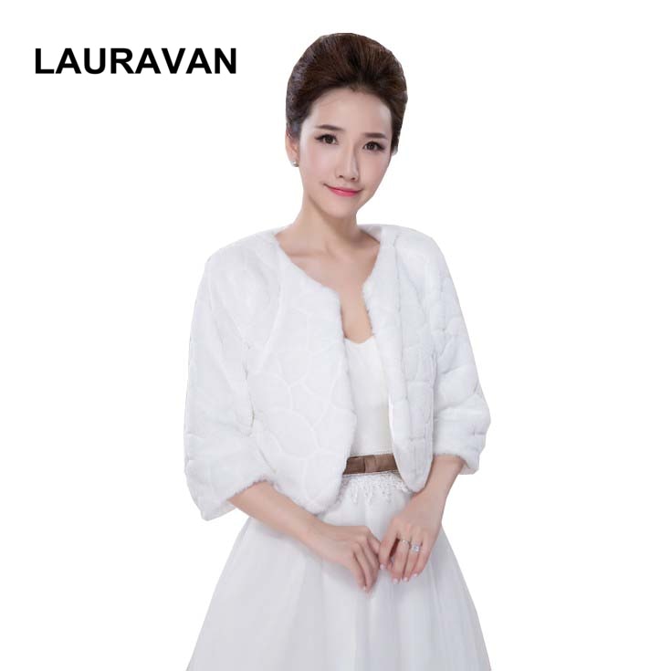 Faux Pelz Braut Hochzeit wickelt Elfenbein Winter Ärmeln Hochzeit Mäntel Jacken Bolero Für Abendkleid Warme Braut Schal Kap