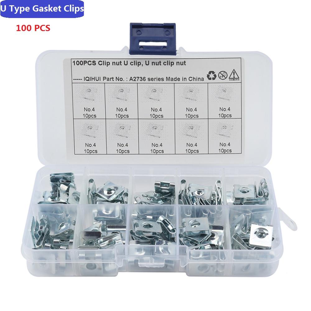 100 stücke M4 M5 M6 M8 Frühling Klemme Kamin U murmeln Schnell Clip Verschluss Sortiment Bausatz B-geformt U-geformt Frühling Clip Kamin murmeln