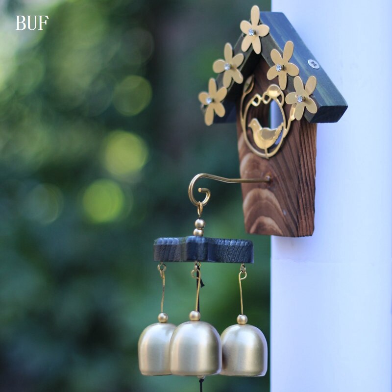 BUF Kupfer Vogel Nest Windspiele Antike Haus Dekoration Windchimes Luxuriöse retro Zauberstab Hängende Dekoration