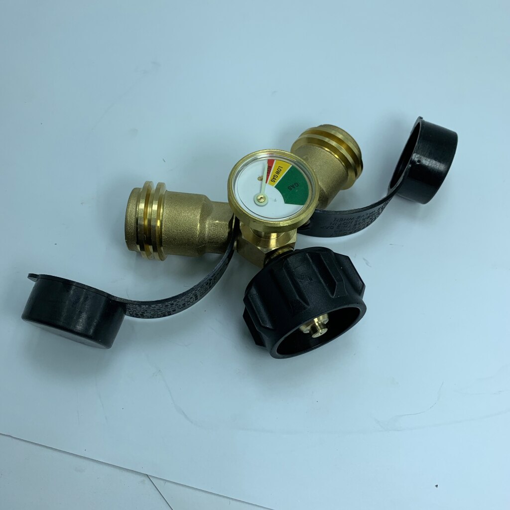 Propan Adapter mit Manometer QCC Propan Splitter Propan Gas Splitter T Gas Adapter Grill Stecker