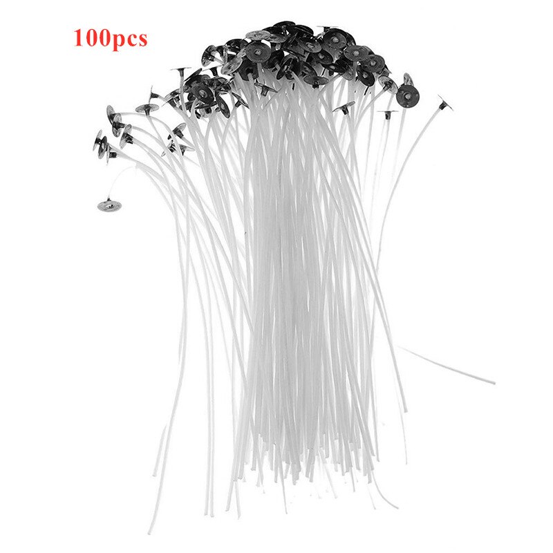 100 Stck Weiß Kerze Dochte Baumwolle Ader Gewachst Docht Mit Erhalter Kerze Machen Zu Hause Kerze Beleuchtung Zubehör Liefert Werkzeuge