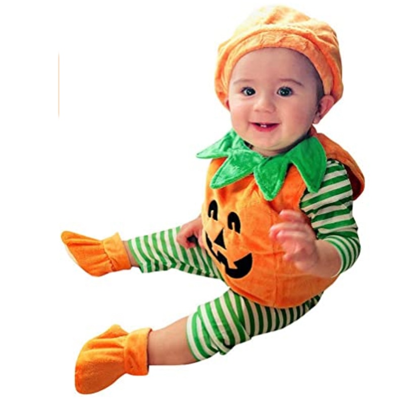 Kleinkind Baby Mädchen Kürbis Halloween Kostümich Lustige Teufel Kürbis Spitzen Hütte Schuhe Outfits einstellen Baby Halloween kostüm Kleidung