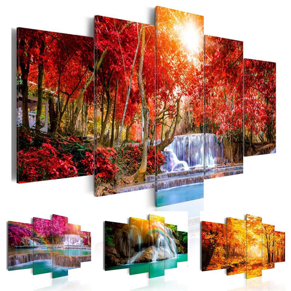 HUACAN 5D Diamant Malerei 5 teile/satz Landschaft Diamant Stickerei Baum Voll Platz Hand Kreuz Stich Multi-bild
