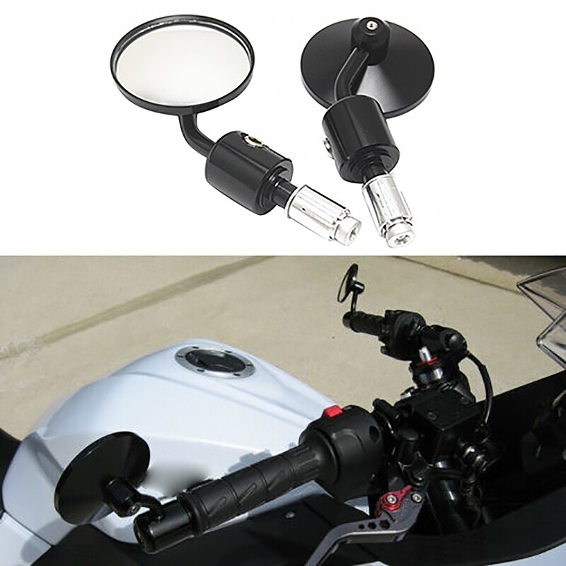 Schwarz CNC Motorrad Lenker Bar Ende Spiegel 7/8 22mm für Kawasaki Yamaha Honda Suzuki Motorrad