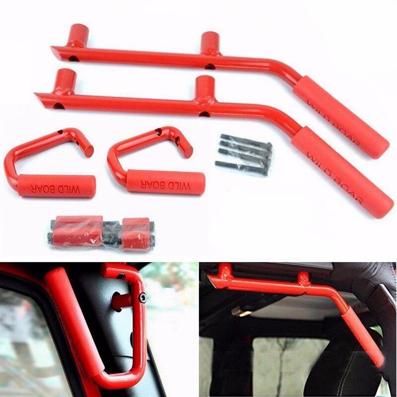 Für Jeep Wrangler Zubehör Vorne und Hinten verrotten Solide Stahl Haltegriff für 2007 - Jeep Wrangler 4-tür Schwarz Haltegriff