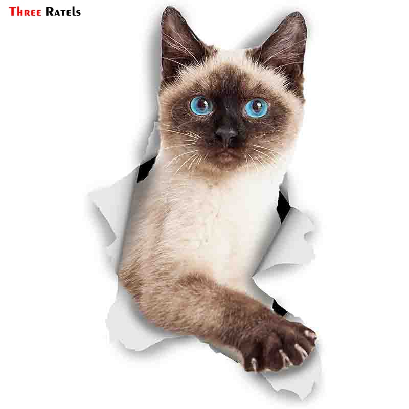 FTC-1040 Drei Ratels 3D Katze Aufkleber ausbrechen Siamese für Zauberstab Kühlschrank Wc Tagebuch Schreibwaren Album Flocken Scrapbookin
