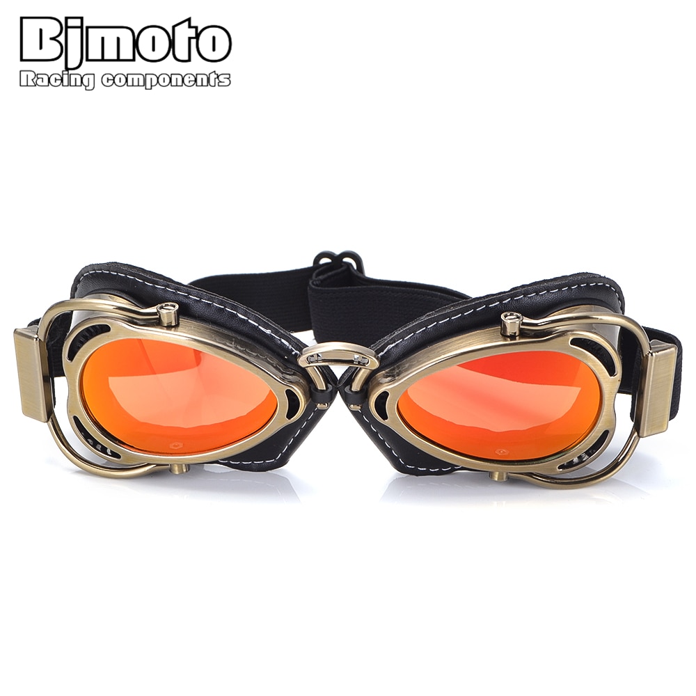 BJMOTO Motorrad Helm Steampunk Brille Fliegen Brille Jahrgang Pilot Radfahrer Brillen Goggle