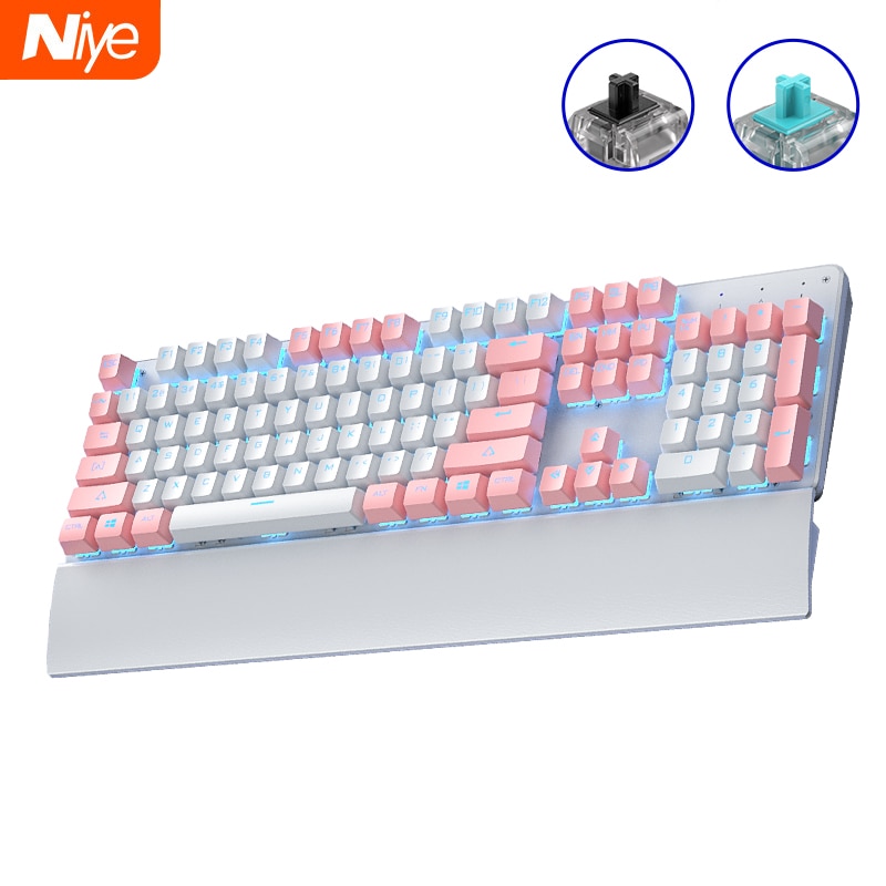 verdrahtet Spielen Tastatur Blau Schwarz Schalter Mechanische Tastatur RGB hinterleuchtet 104 schlüssel Anti-geisterbilder Laptop PC Gamer Rosa Tastaturen
