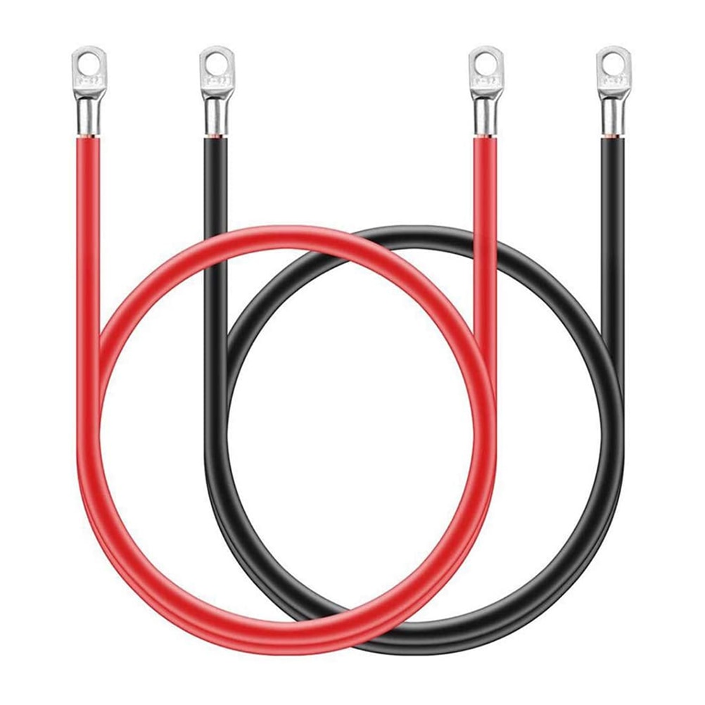 2 stücke 5AWG 50cm 100A Batterie Kabel Kupfer Kabel Energie Kabel mit Ring Ösen Auto Batterie Kabel Wandler kabel boden drähte