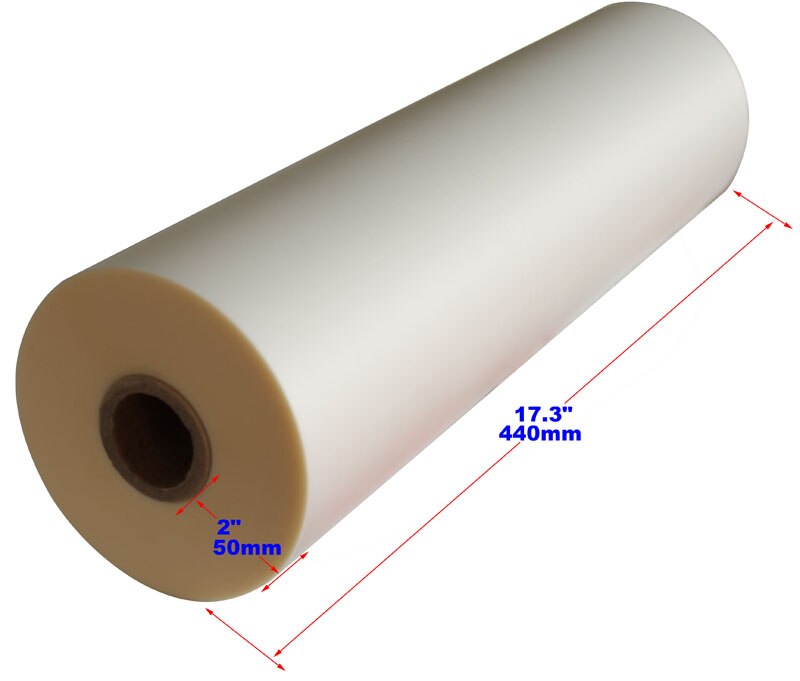 Glänzend 440mm x 200 Mt Laminieren Filme 1 Rollen 28Mic 1Mil Bopp matt 1 "Ader für Heißer rollen-Laminator