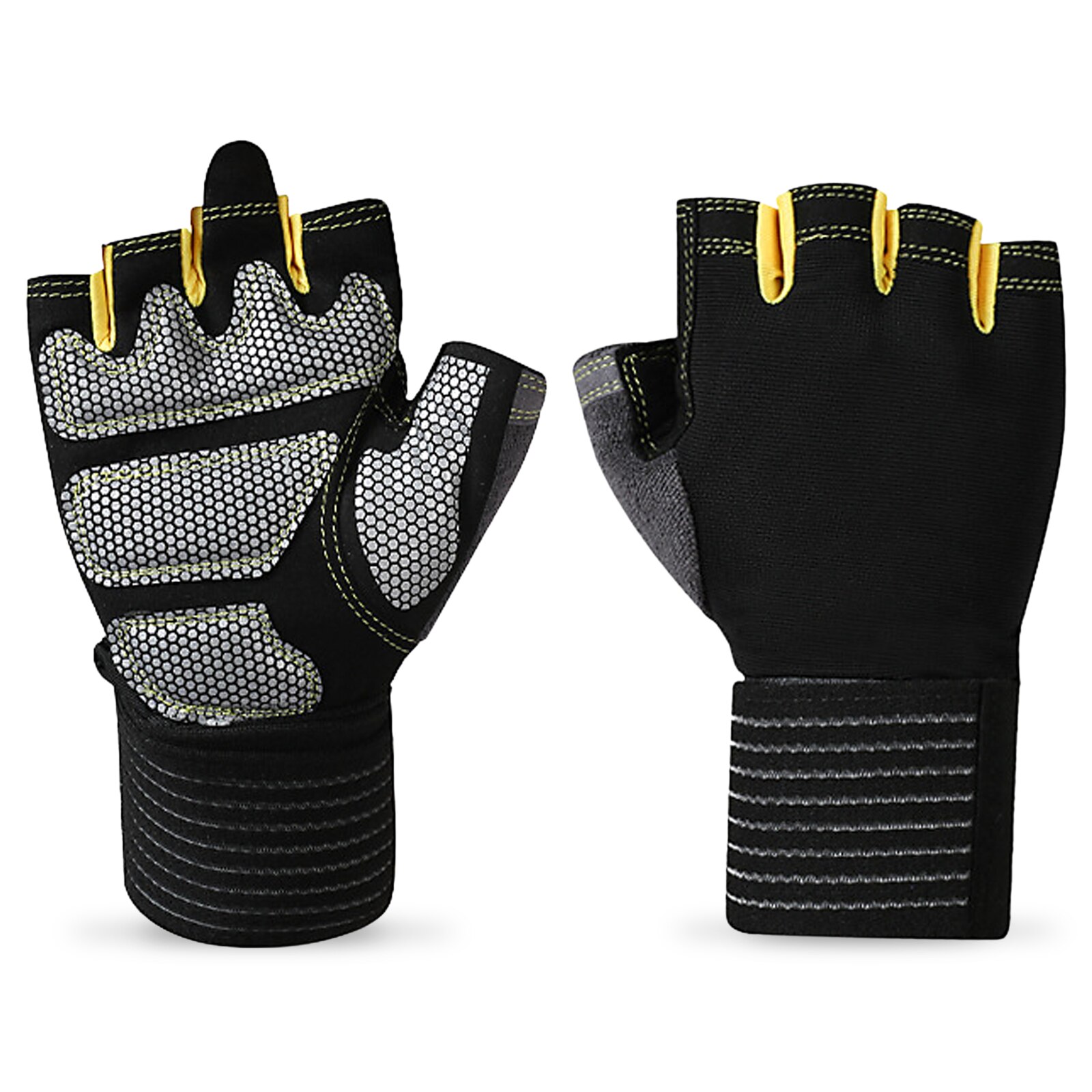 Kurze Finger Handschuhe draussen Sport Volle Handgelenk Schutz Handschuhe Halb Finger Fitness Handschuhe Atmungsaktive Handschuhe Fitnessstudio trainieren