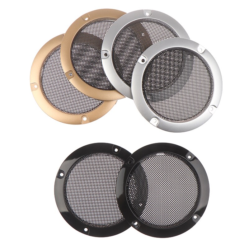 2Stck 3 ZOLL Lautsprecher Netz Abdeckung hoch-Klasse Gold Silber Gittergewebe Gehäbenutzen Kunststoff Rahmen Schutzhülle Gitter Kreis Lautsprecher zubehör