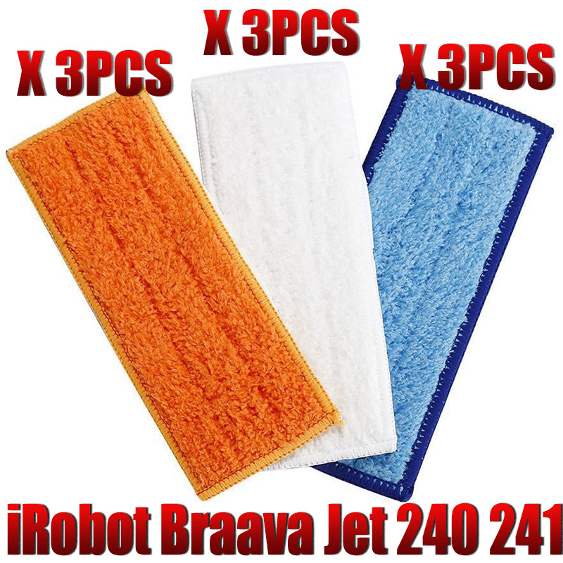 Roboter reiniger bürsten ersatzteile 3 stücke Nass Pad Mopp + 3 stücke Feuchten Pad Mopp + 3 stücke Trockenen Pad Mopp für iRobot Braava Jet 240 241