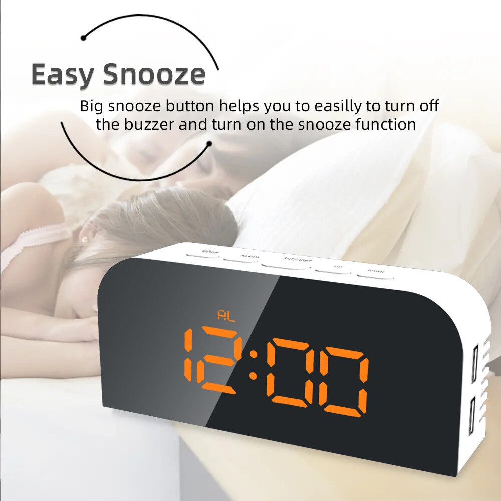 Multifunktionale Elektronische Uhr Leuchtende Digitale Uhr Dual USB Ladung LED Schreibtisch Uhr Wecker nasser Temperatur Meter