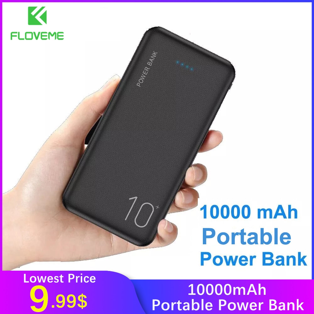 FLOVEME Energie Bank 10000 mAh Tragbare Telefon Ladegerät Für iPhone Samsung Xiaomi Huawei Handy, Mobiltelefon 10000 mAh Externe Batterie Energie