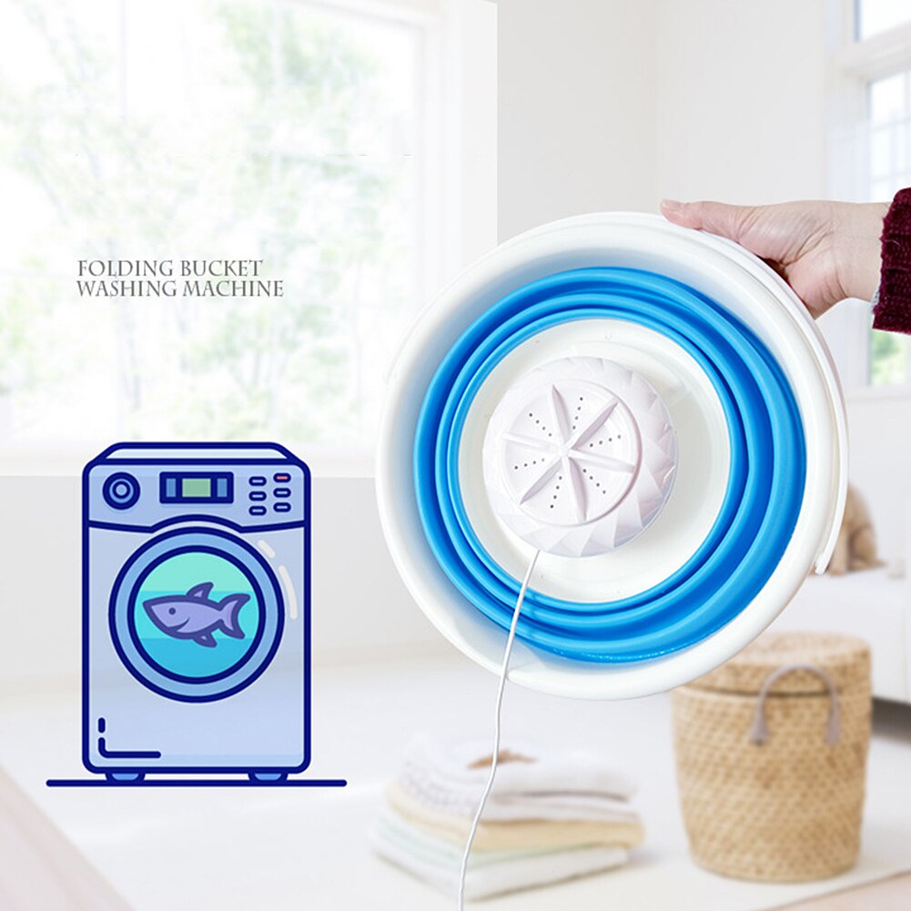 Tragbare Waschmaschine Tragbare Ultraschall Turbine Unterlegscheibe Mit Faltbare Badewanne Persönliche Rotierenden USB Kabel Mini Waschmaschine