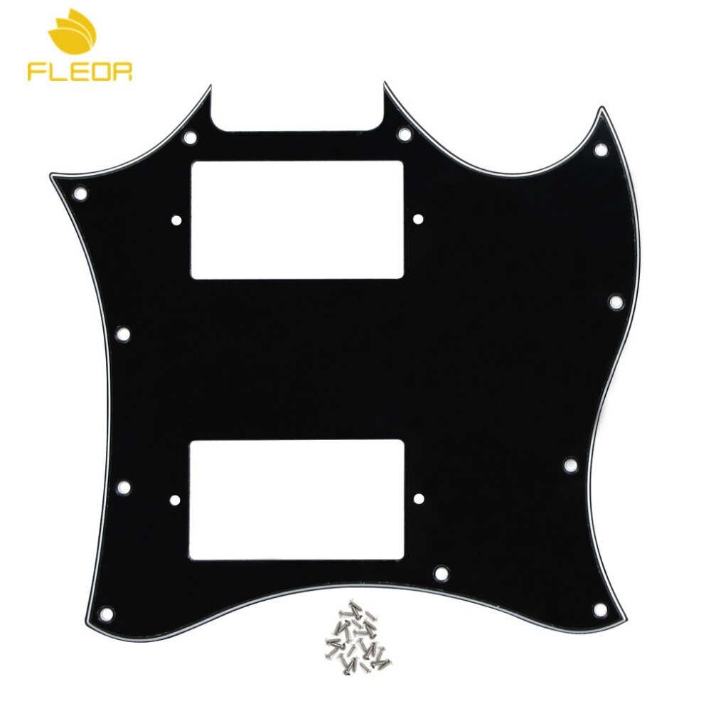 FLEOR 3Lage Schwarz Volle Gesicht SG Gitarre Schlagbrett kratzen Platte Ohne Brücke See Modell &Ampere; Schrauben für SG Klassische Gitarre teile