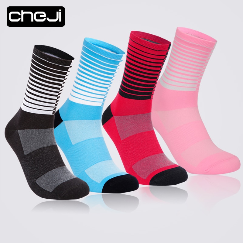 CHEJI Radfahren Socken Männer Frauen Knie-Hohe Fahrrad Socken Atmungsaktive Anti-schweiß draussen Sport Socken Männlichen