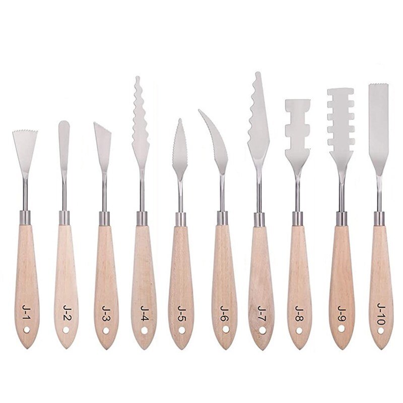 10 verschiedene spezielle-förmigen öl malerei messer einstellen farbe messer textur messer gezackten Palette messer ölfarbe spachtel kunst werkzeug