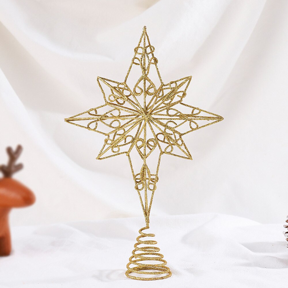 1Pc exquisit Eisen Kunst Ornament SchöNe Baum oben-Stern Fünf-punkt Stern Tabelle Deckel für Weihnachten Baum weihnachten Dekor