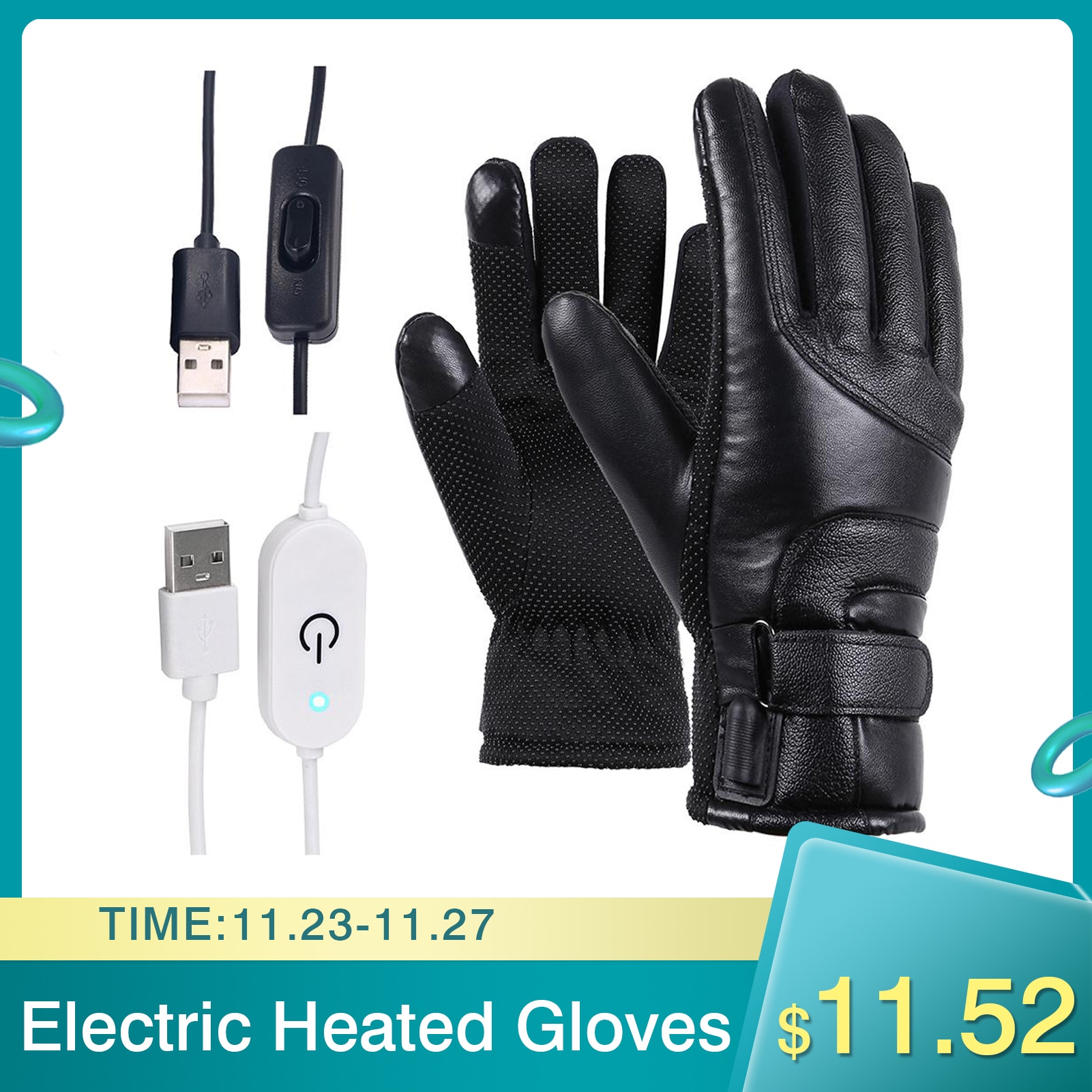 Motorrad Elektrische Beheizte Handschuhe Winddicht Für Radfahren Skifahren Winter Warme Heizung Handschuhe USB angetrieben Für Männer Frauen Sport Ski