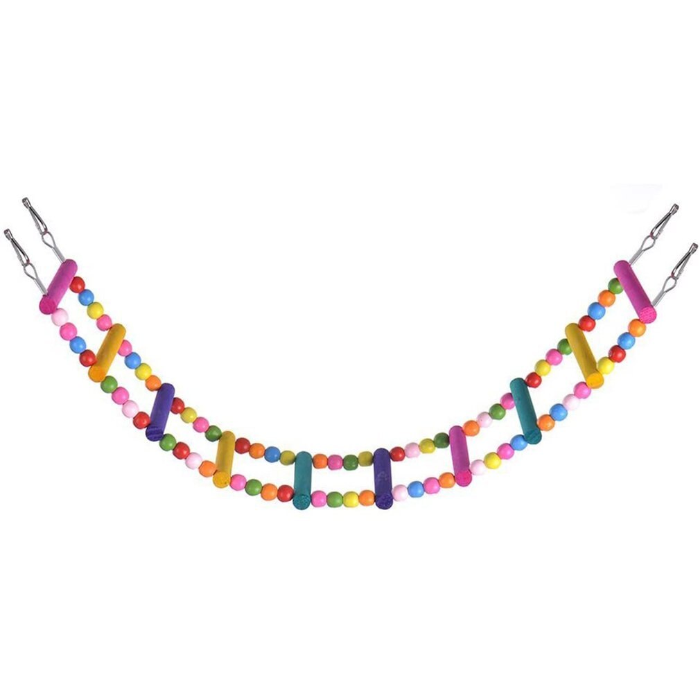 Praktische Tragbare Vogel Bunte Schaukel Holz Brücke Klettern Leiter Spielzeug 10 Schritte Papagei Liefert Kauen Beißen Spielzeug