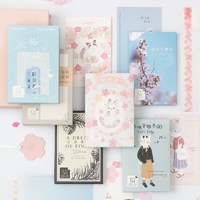 30 Teile/satz Nette Kirsche Blüte Katze Serie Papier Postkarte Gruß Karte Geburtstag Bussiness Karte Nachricht Karte