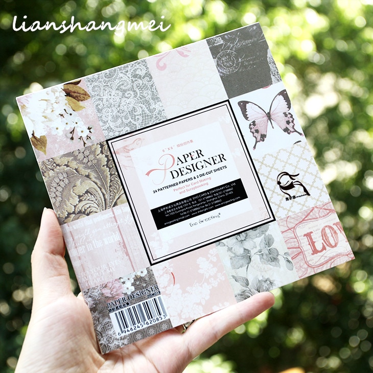 6''Single-seite Gedruckt Schmetterling Blume aufbringen Dekorative Scrapbooking papier einstellen von 24 blätter gedruckt hintergrund handwerk papier
