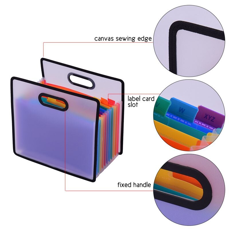 Akkordeon Ausbau Datei Ordner A4 Papier Aktenschrank 12 Taschen Regenbogen Farbige Tragbare Erhalt Veranstalter Mit Datei führen