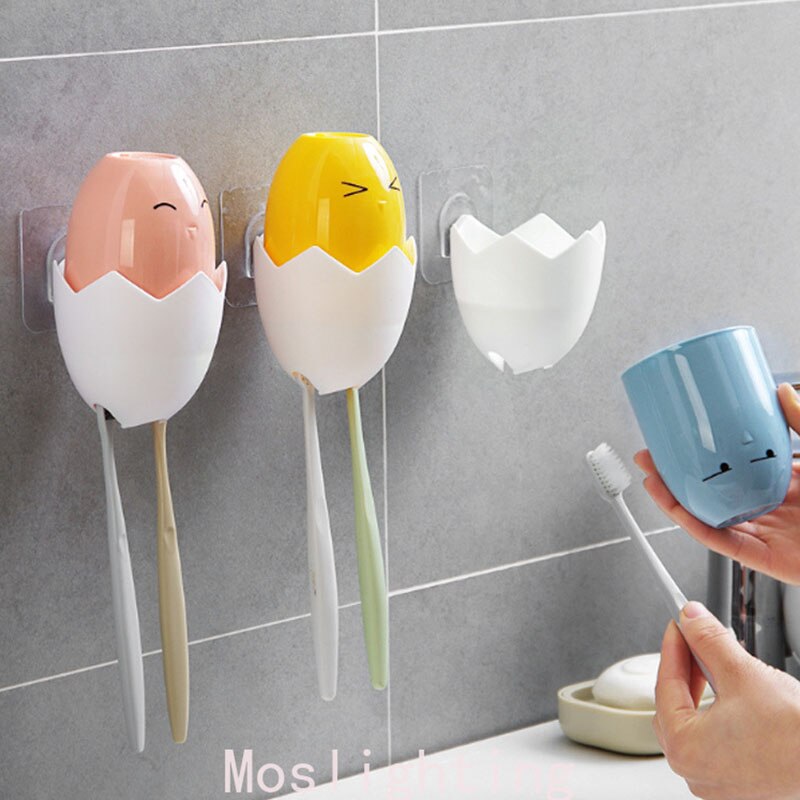 1 stück Kreative Zahnbürste Tasse Halfter Haushalt Kunststoff Perforierte Saug Zauberstab Paar Mund Tasse einstellen Schlafsaal Nette Pinsel Tasse