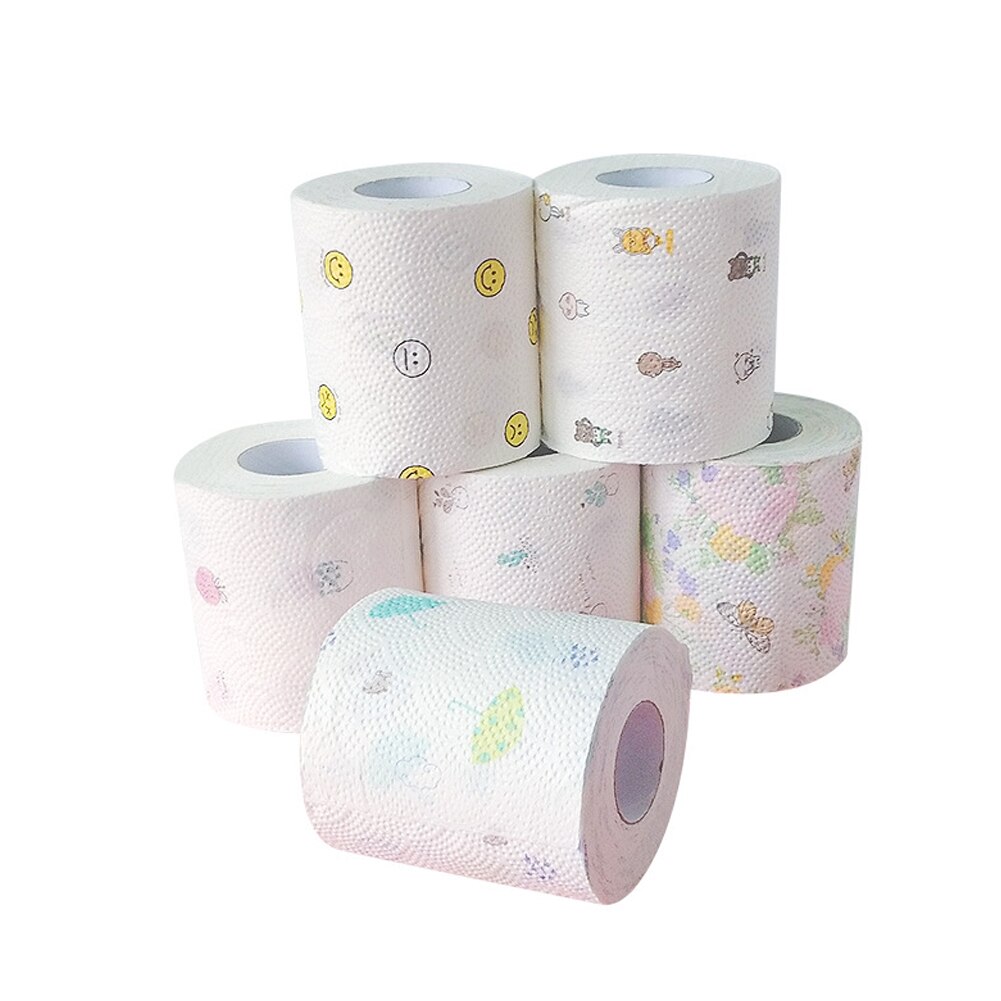 6 rollen Nette Karikatur Rolle Papier Bunte Gedruckt Gewebe Handtuch Papier 3-schichten roh Holz Zellstoff Schlecht Ader Wc papier