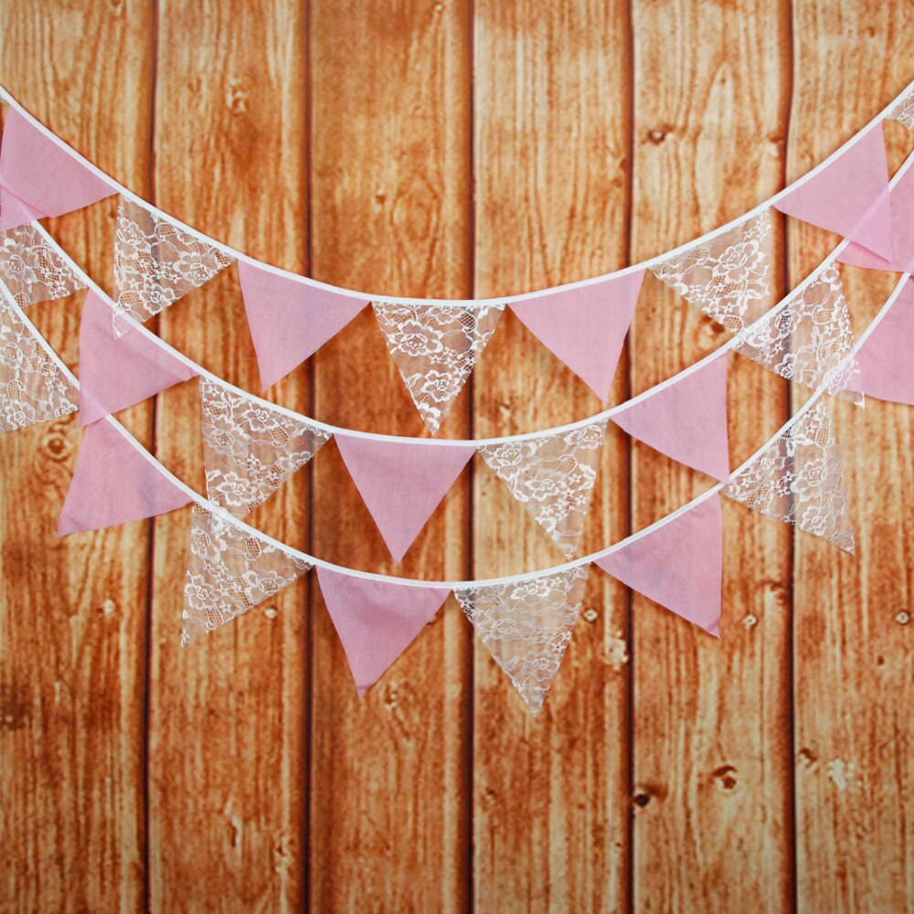 1 stücke 3,2 Mt Länge 12 Fahnen Weiße Rose Spitze Rosa Tuch Hochzeit Hängende Dekoration Banner Geburtstag Party Hintergrund Deko wimpel
