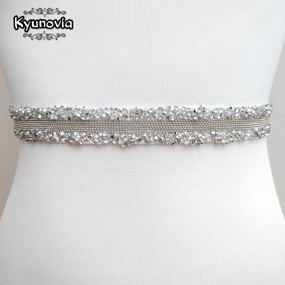 Kyunovia Kristall Hochzeit Gürtel Satin- Strass Hochzeit Kleid Gürtel Hochzeit Zubehör Braut Band Schärpe Gürtel D94